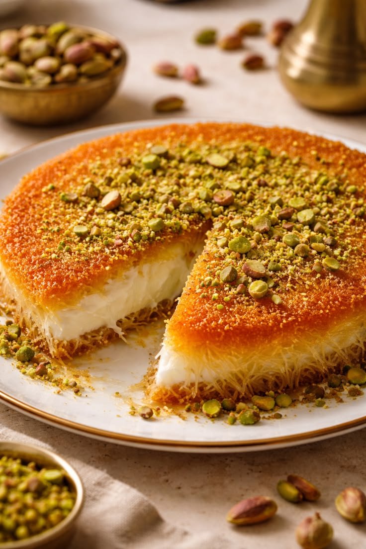 Golden cheese kunafa with pistachio