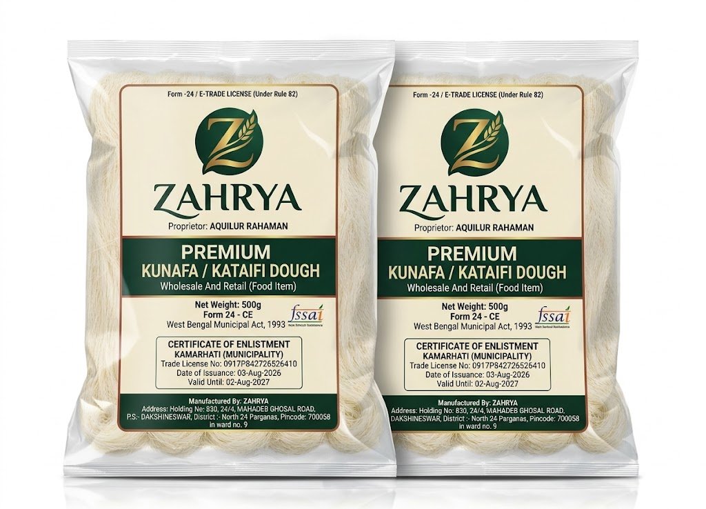 Packed Zahrya kataifi dough